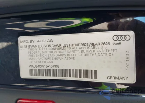 2018 Audi S5 3.0T Premium Plus from USA, damaged, VIN WAUB4CF51JA107908